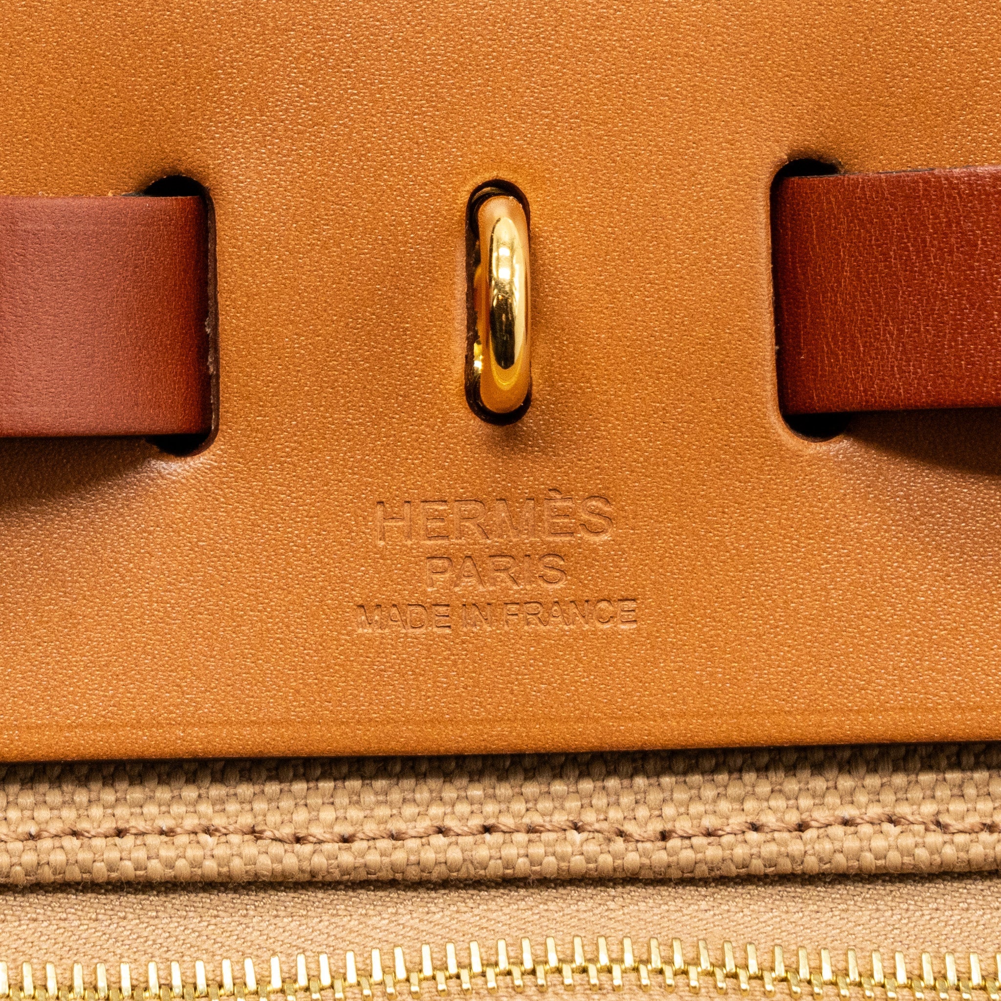 HERMES HERBAG 31 CANVAS/HUNTER LEATHER CHAI/NATUREL SABLE/FAUVE/CUIVRE GHW