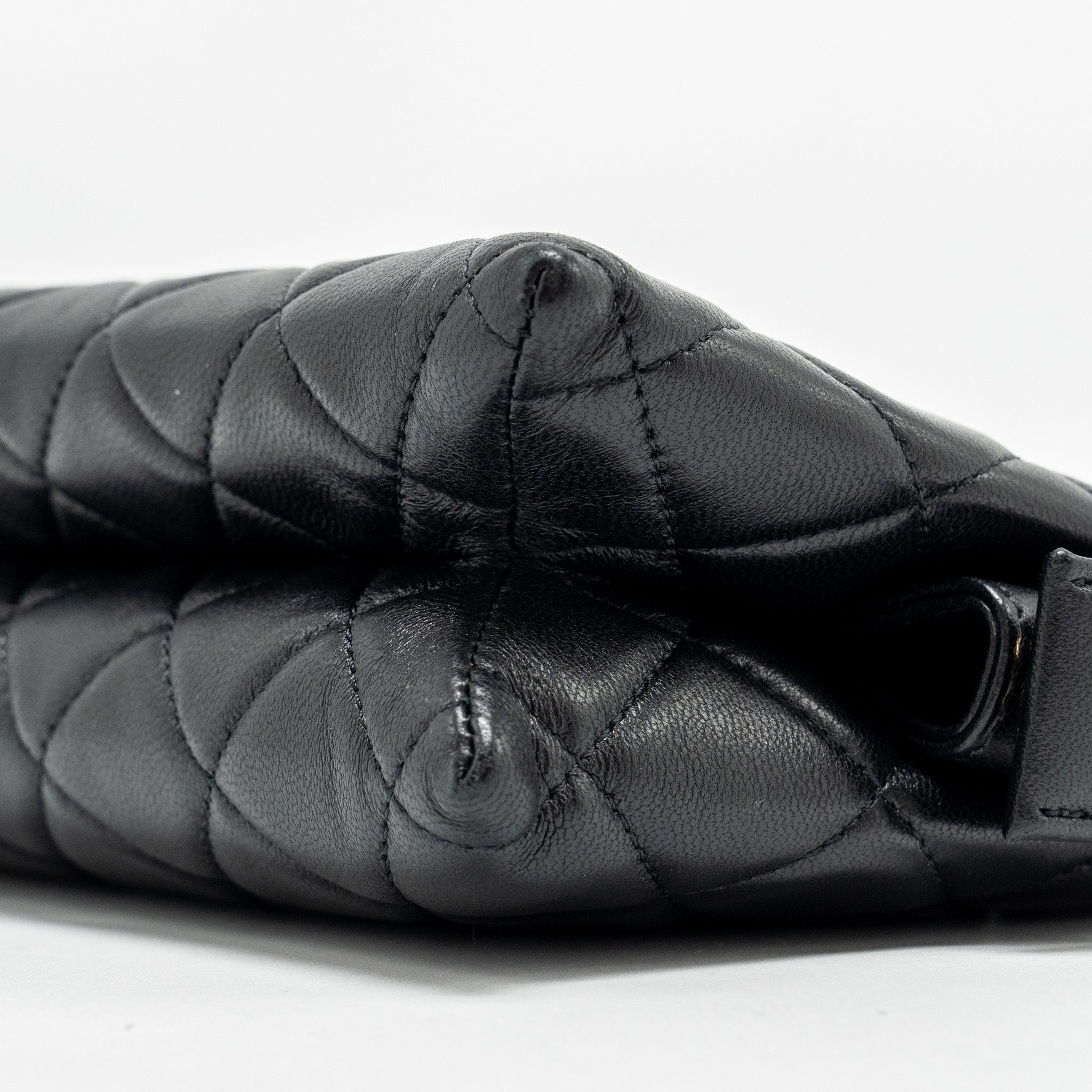 CHANEL COCO CHARMS QUILTED POUCH BAG LAMBSKIN BLACK GHW