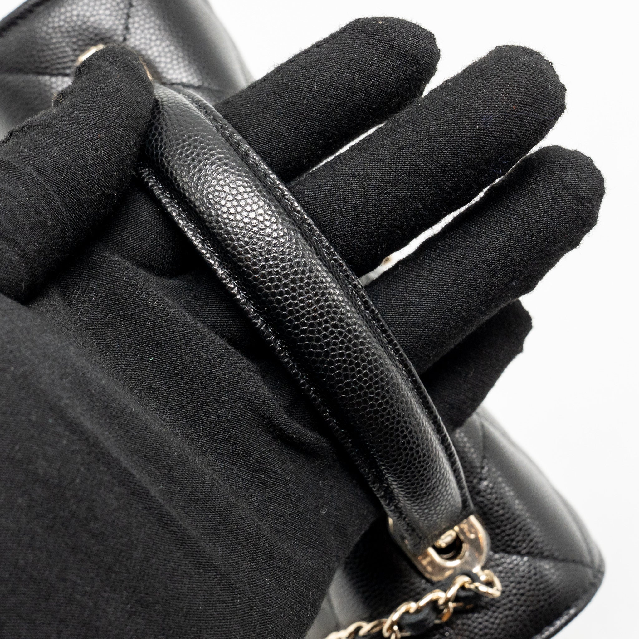 CHANEL TOP HANDLE QUILTED CC FLAP BAG CAVIAR BLACK LGHW (MICROCHIP)