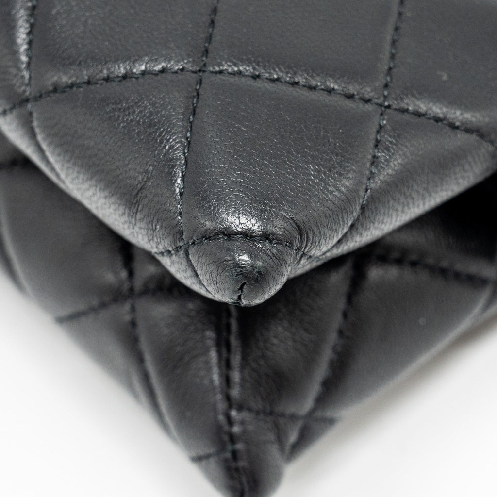 CHANEL COCO CHARMS QUILTED POUCH BAG LAMBSKIN BLACK GHW