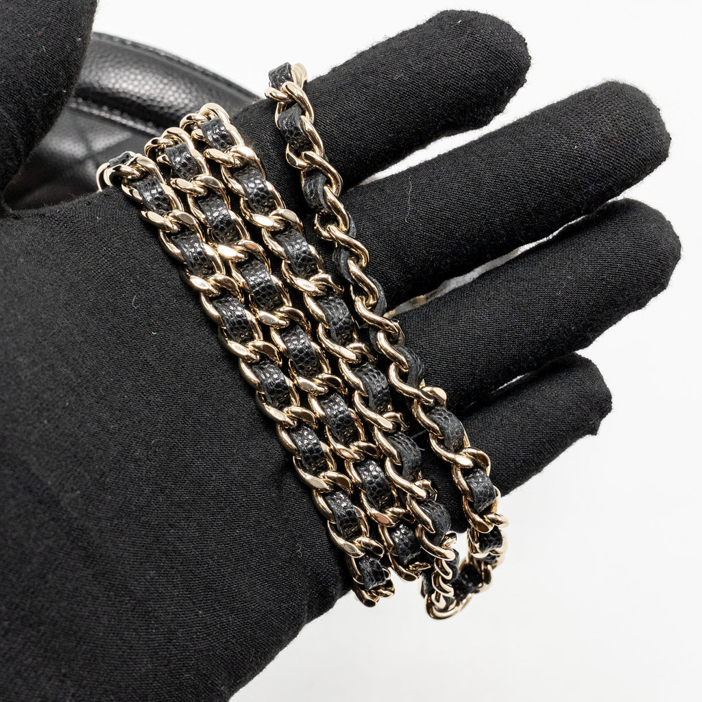 CHANEL TOP HANDLE QUILTED CC FLAP BAG CAVIAR BLACK LGHW (MICROCHIP)