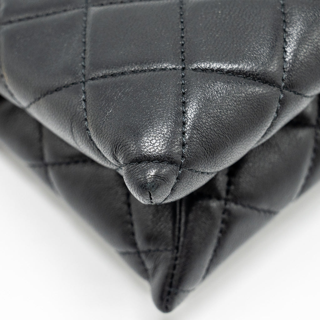 CHANEL COCO CHARMS QUILTED POUCH BAG LAMBSKIN BLACK GHW
