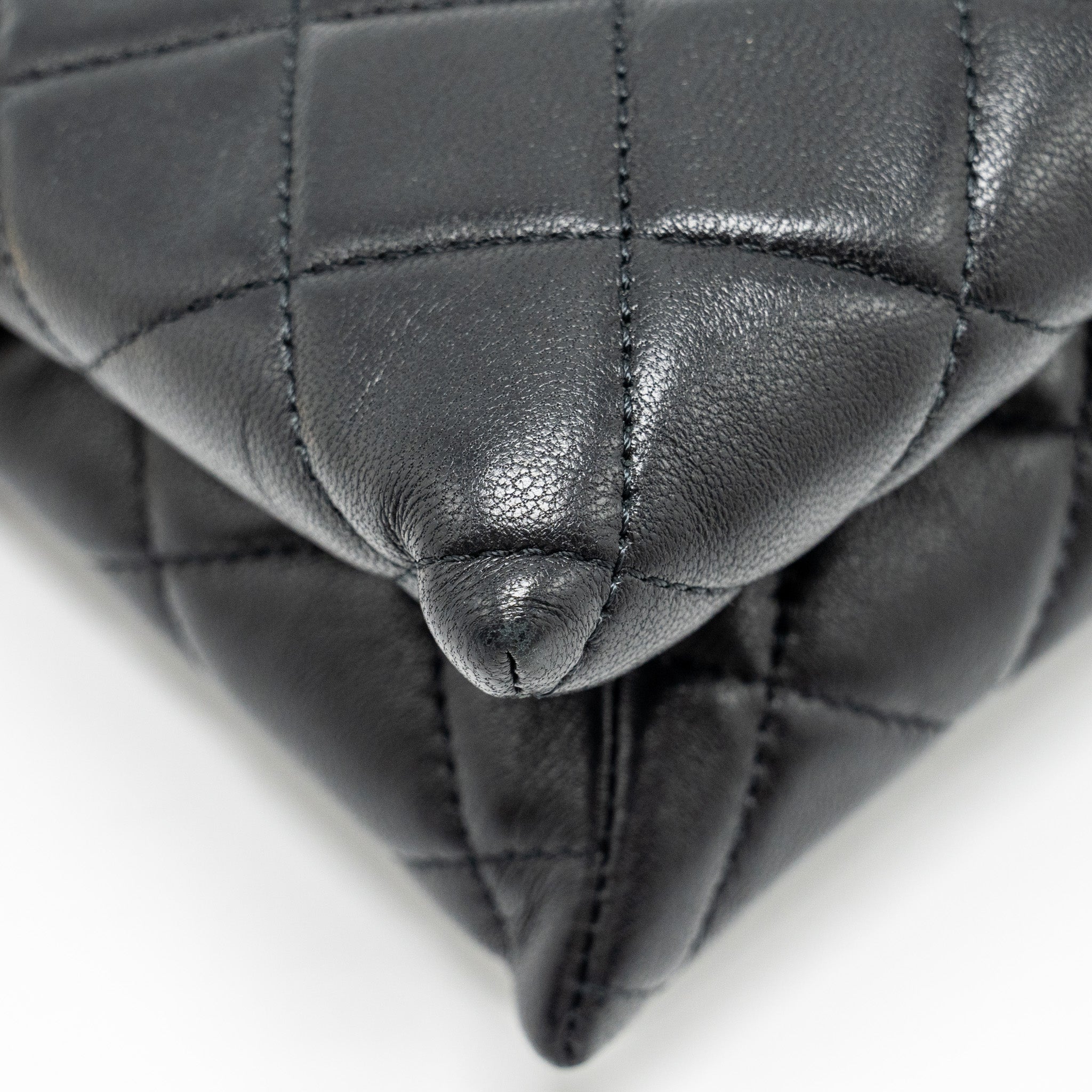 CHANEL COCO CHARMS QUILTED POUCH BAG LAMBSKIN BLACK GHW