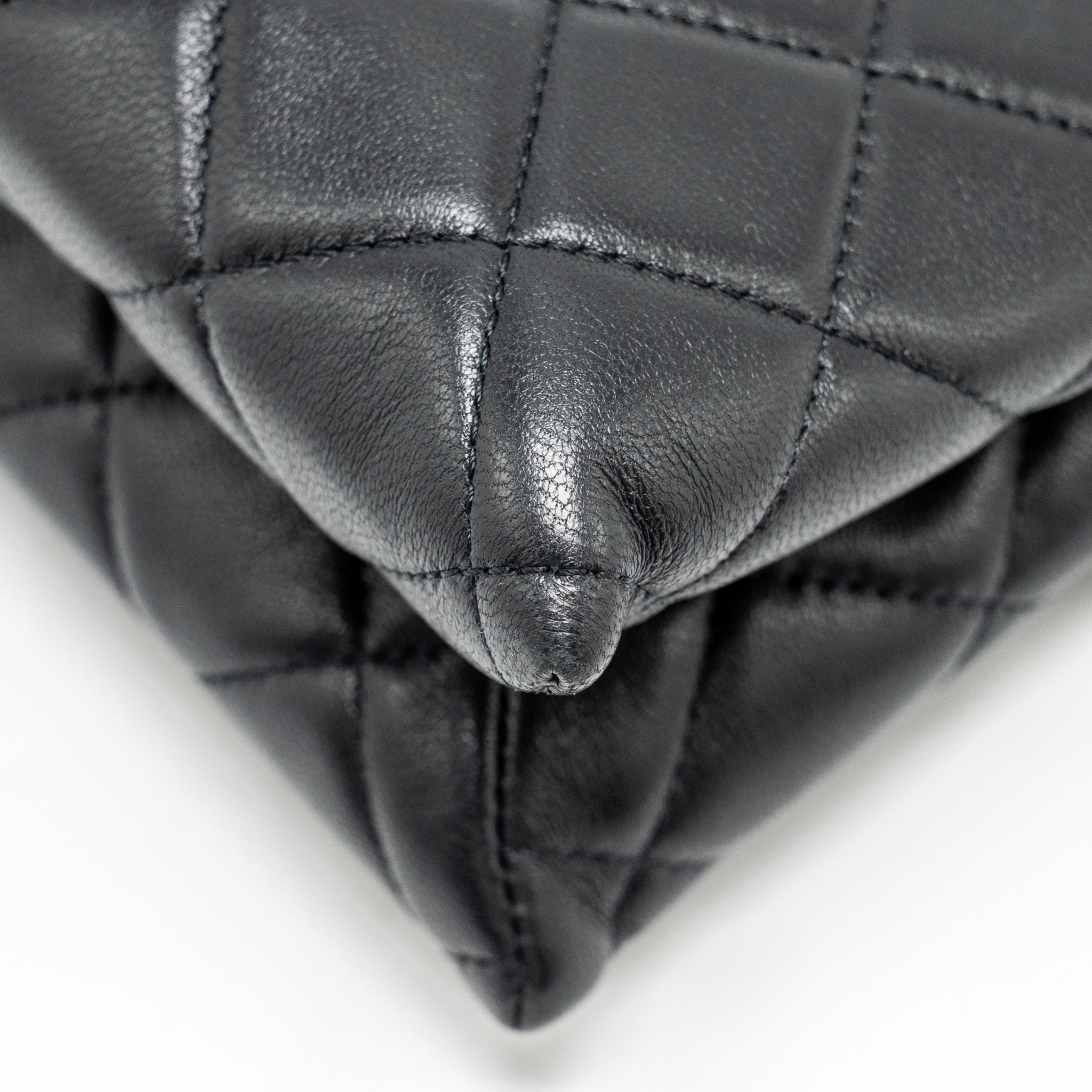 CHANEL COCO CHARMS QUILTED POUCH BAG LAMBSKIN BLACK GHW