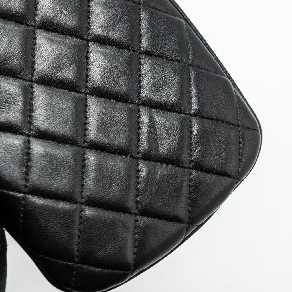 CHANEL PHONE HOLDER WITH CHAIN LAMBSKIN BLACK LGHW