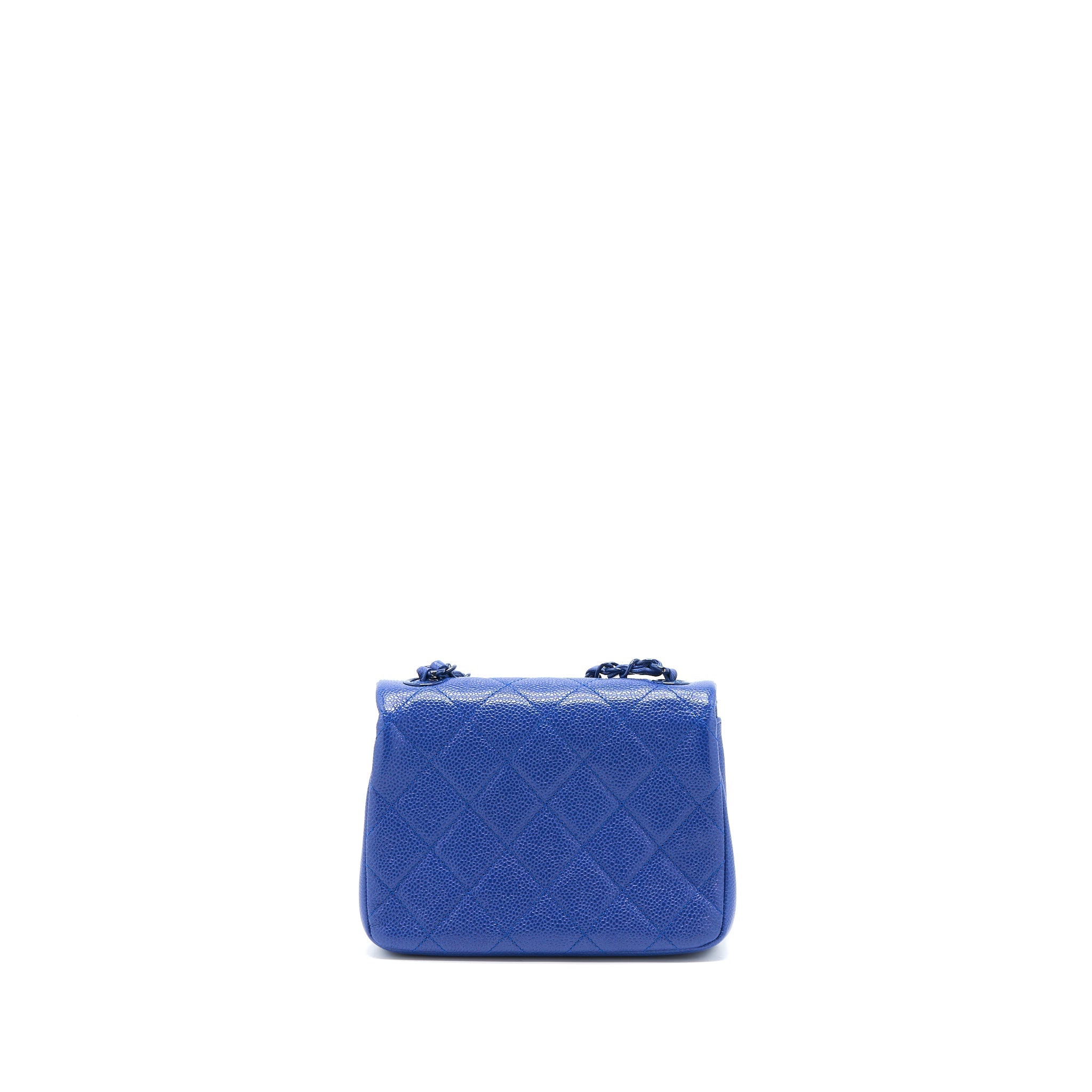 CHANEL MINI SQUARE FLAP BAG CAVIAR BLUE WITH BLUE HARDWARE