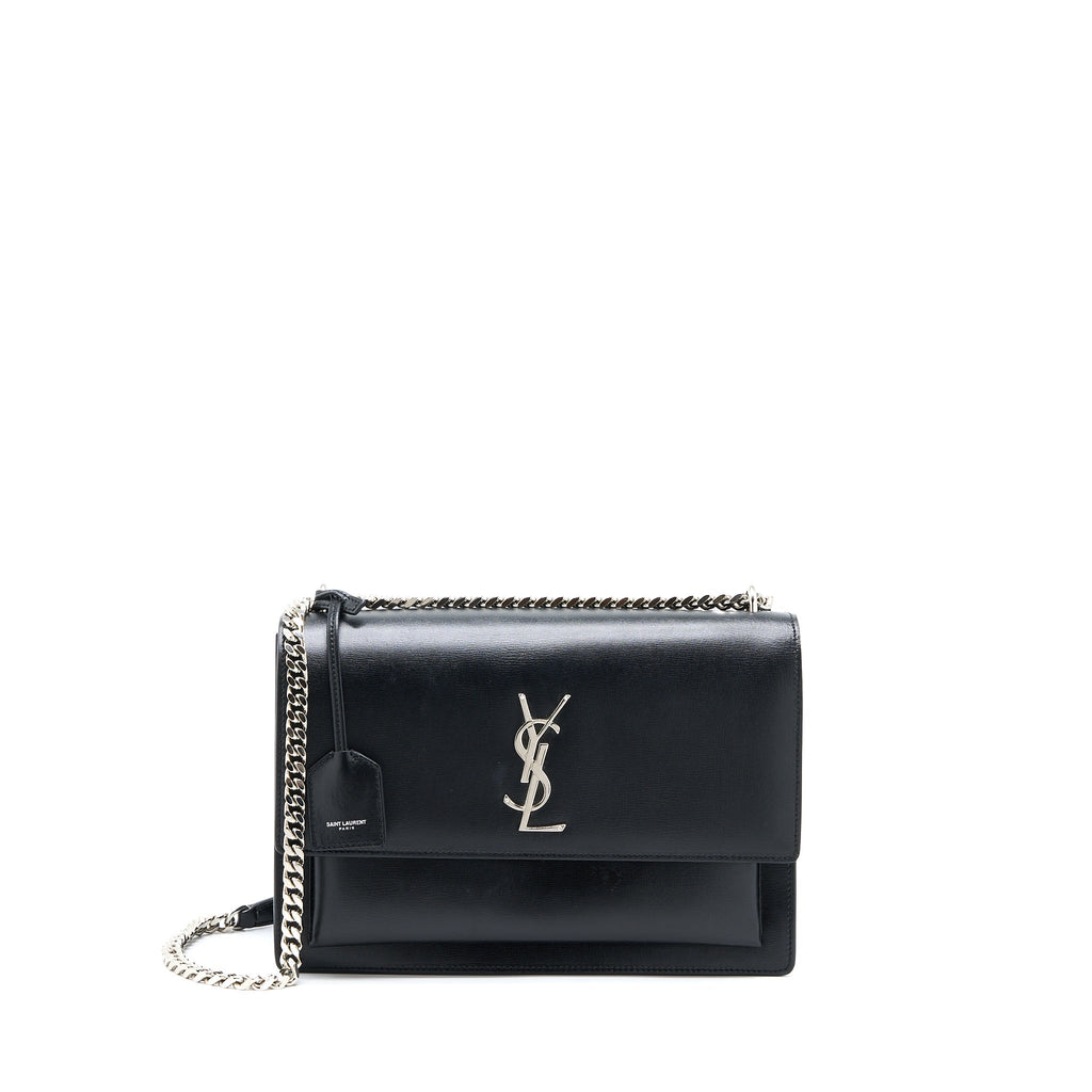 SAINT LAURENT/YSL SUNSET LARGE CHAIN BAG CALFSKIN BLACK SHW
