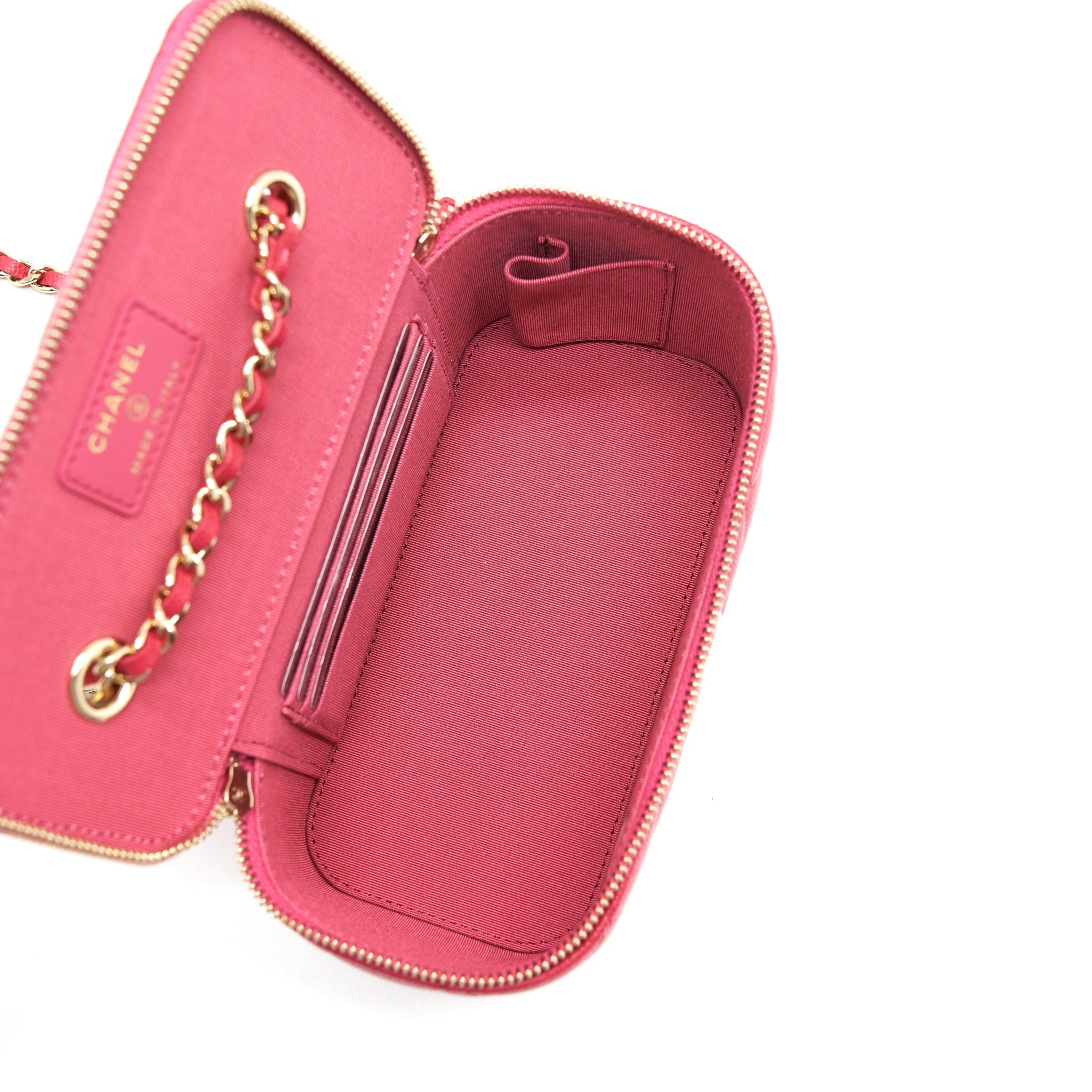 CHANEL LONG VANITY CASE CAVIAR HOT PINK LGHW