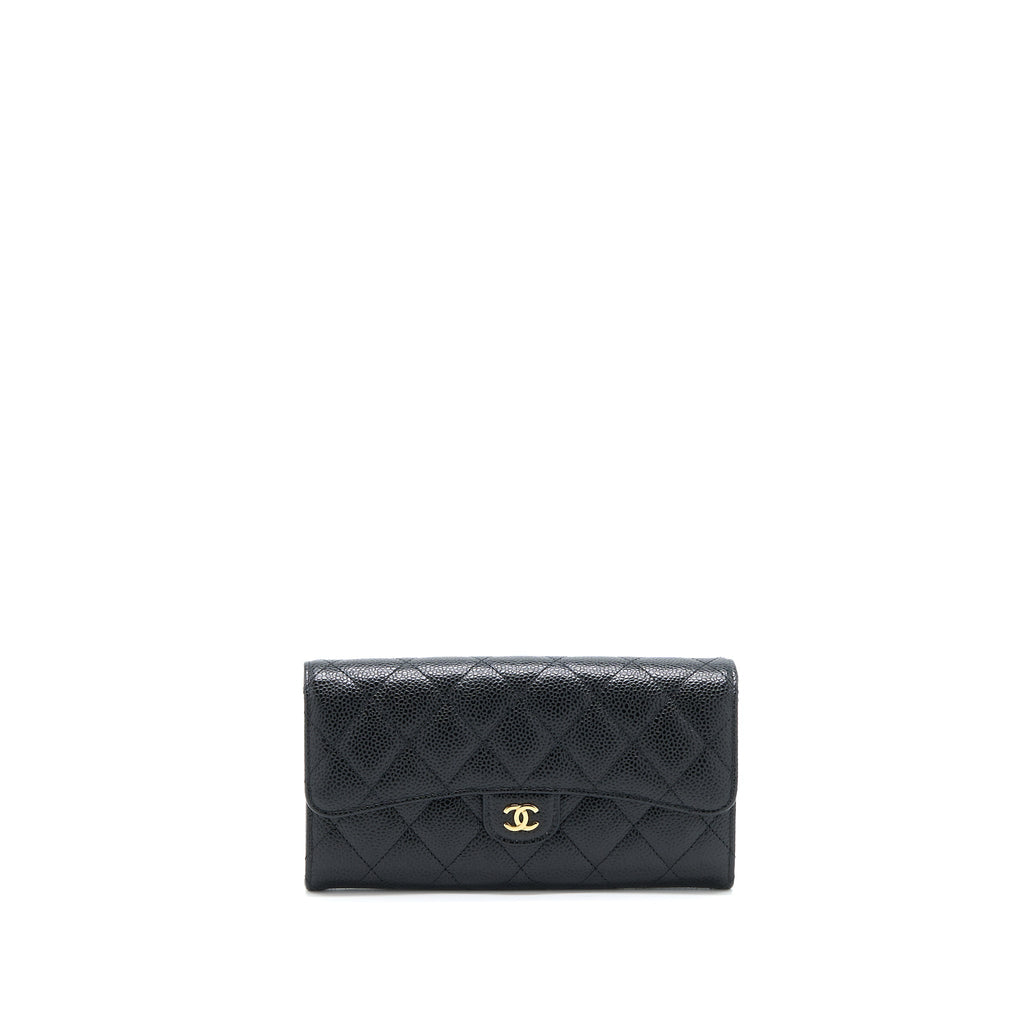 CHANEL CLASSIC FLAP LONG WALLET CAVIAR BLACK GHW