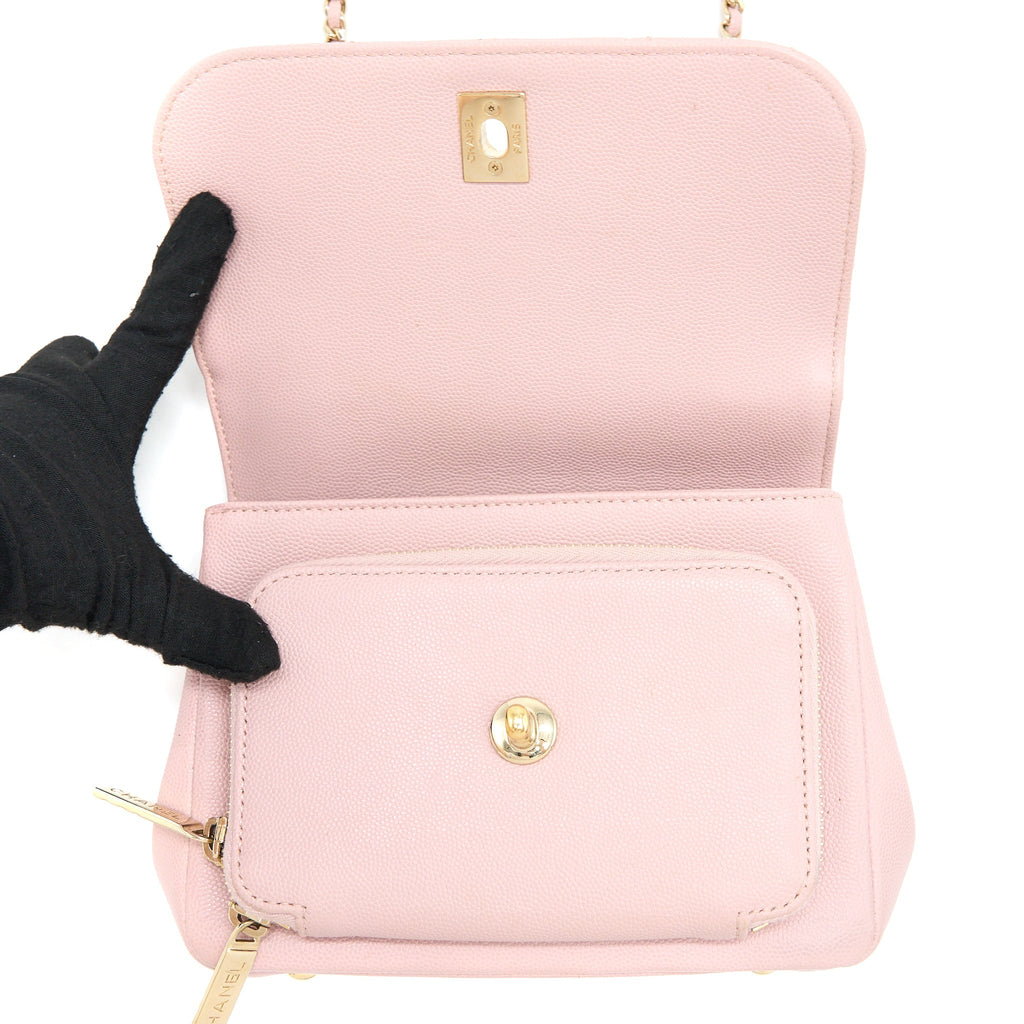 CHANEL SMALL BUSINESS AFFINITY BAG CAVIAR LIGHT PINK LGHW