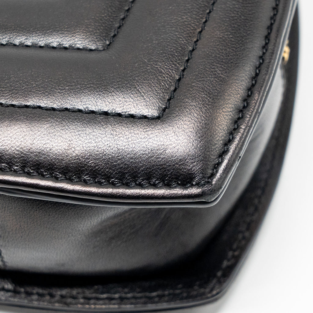 SAINT LAURENT/YSL LOVE HEART CHAIN BAG LAMBSKIN BLACK GHW
