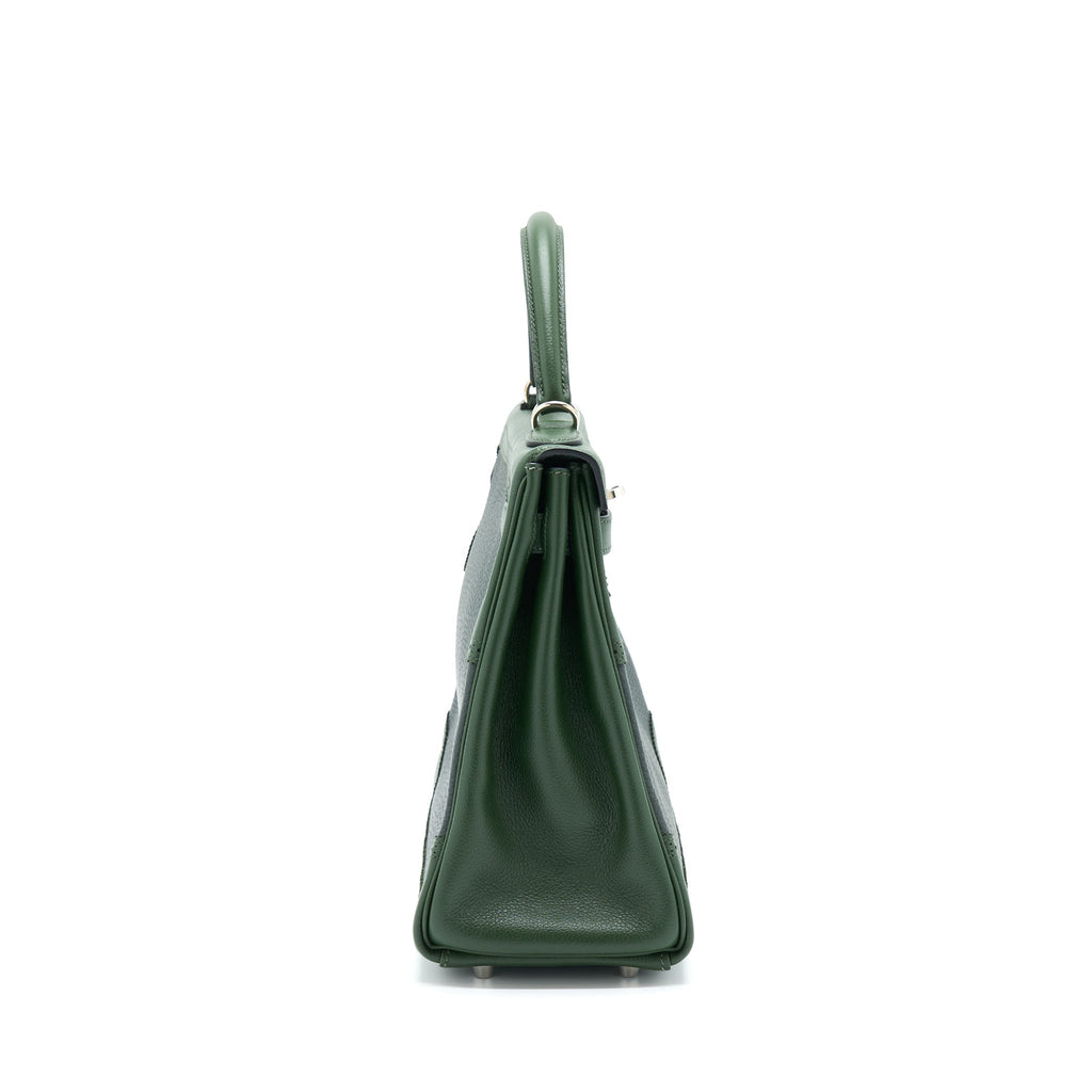 HERMES KELLY 32 GHILLIES CLEMENCE VERT FONCE/VERT ANGLAIS SHW