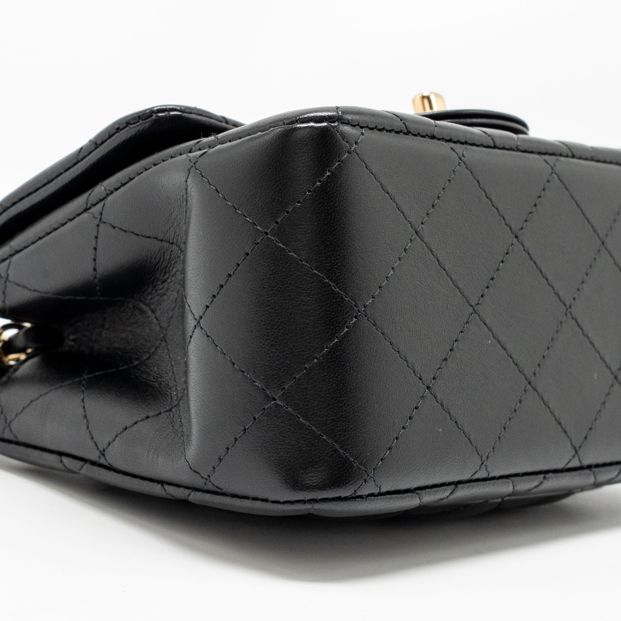 CHANEL MINI SQUARE FLAP BAG LAMBSKIN BLACK LGHW (MICROCHIP)