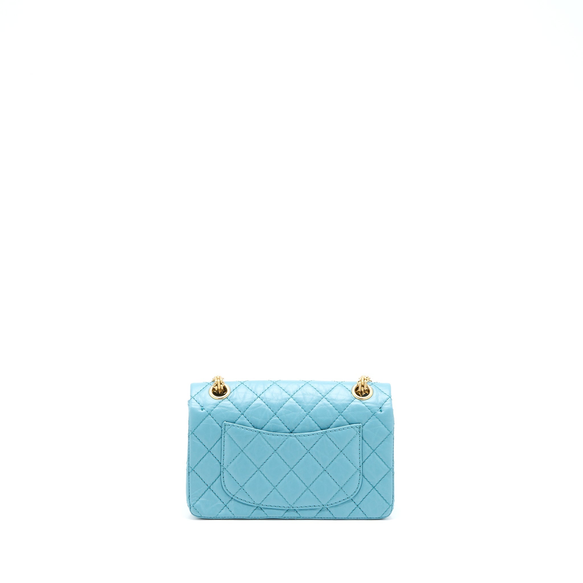 CHANEL MINI 2.55 REISSUE FLAP BAG AGED CALFSKIN LIGHT BLUE GHW