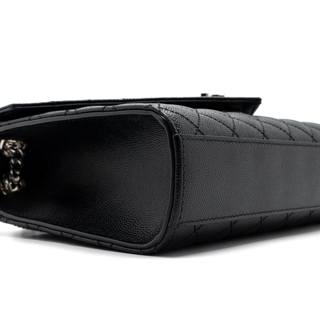 SAINT LAURENT/YSL ENVELOPE MEDIUM CHAIN BAG GRAINED CALFSKIN MIX MATELASSE BLACK SHW