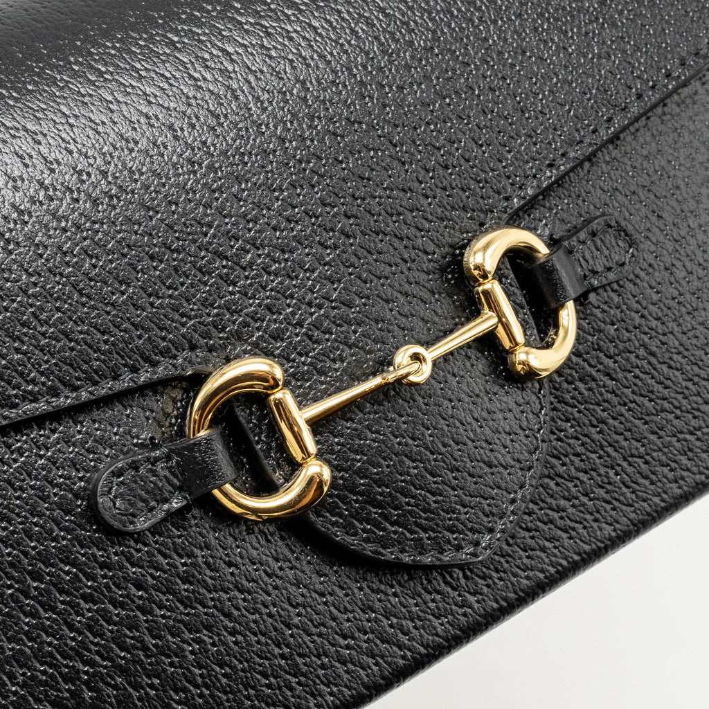 GUCCI 1955 HORSEBIT CROSSBODY BAG CALFSKIN BLACK GHW