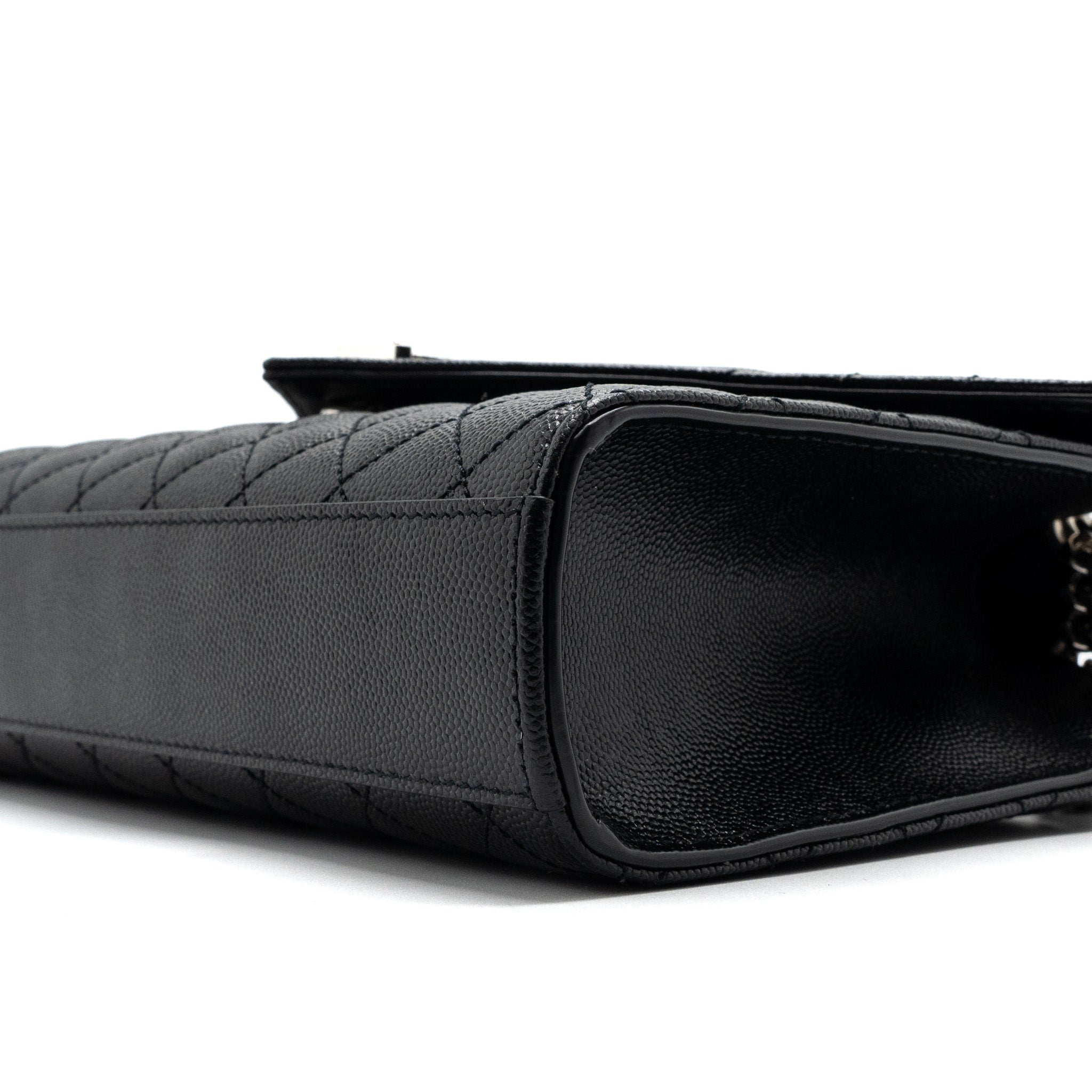 SAINT LAURENT/YSL ENVELOPE MEDIUM CHAIN BAG GRAINED CALFSKIN MIX MATELASSE BLACK SHW