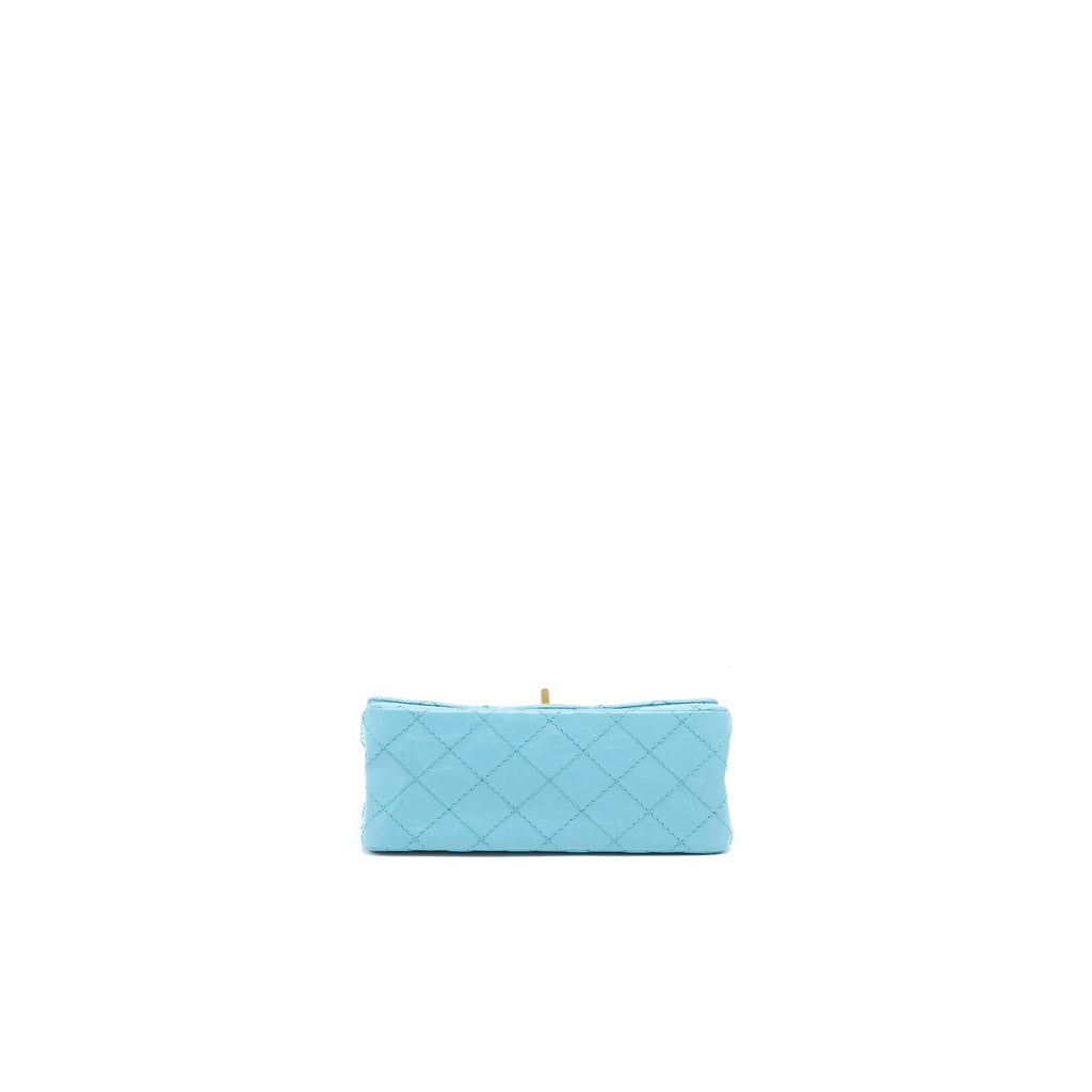 CHANEL MINI 2.55 REISSUE FLAP BAG AGED CALFSKIN LIGHT BLUE GHW