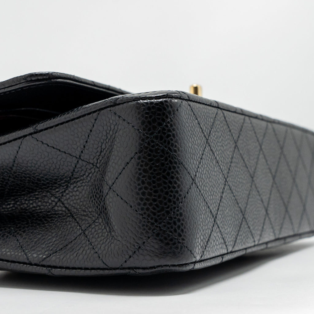 CHANEL MEDIUM CLASSIC DOUBLE FLAP BAG CAVIAR BLACK GHW (MICROCHIP)