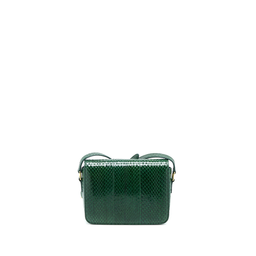 CELINE TRIOMPHE BAG WATER SNAKE LEATHER GREEN GHW