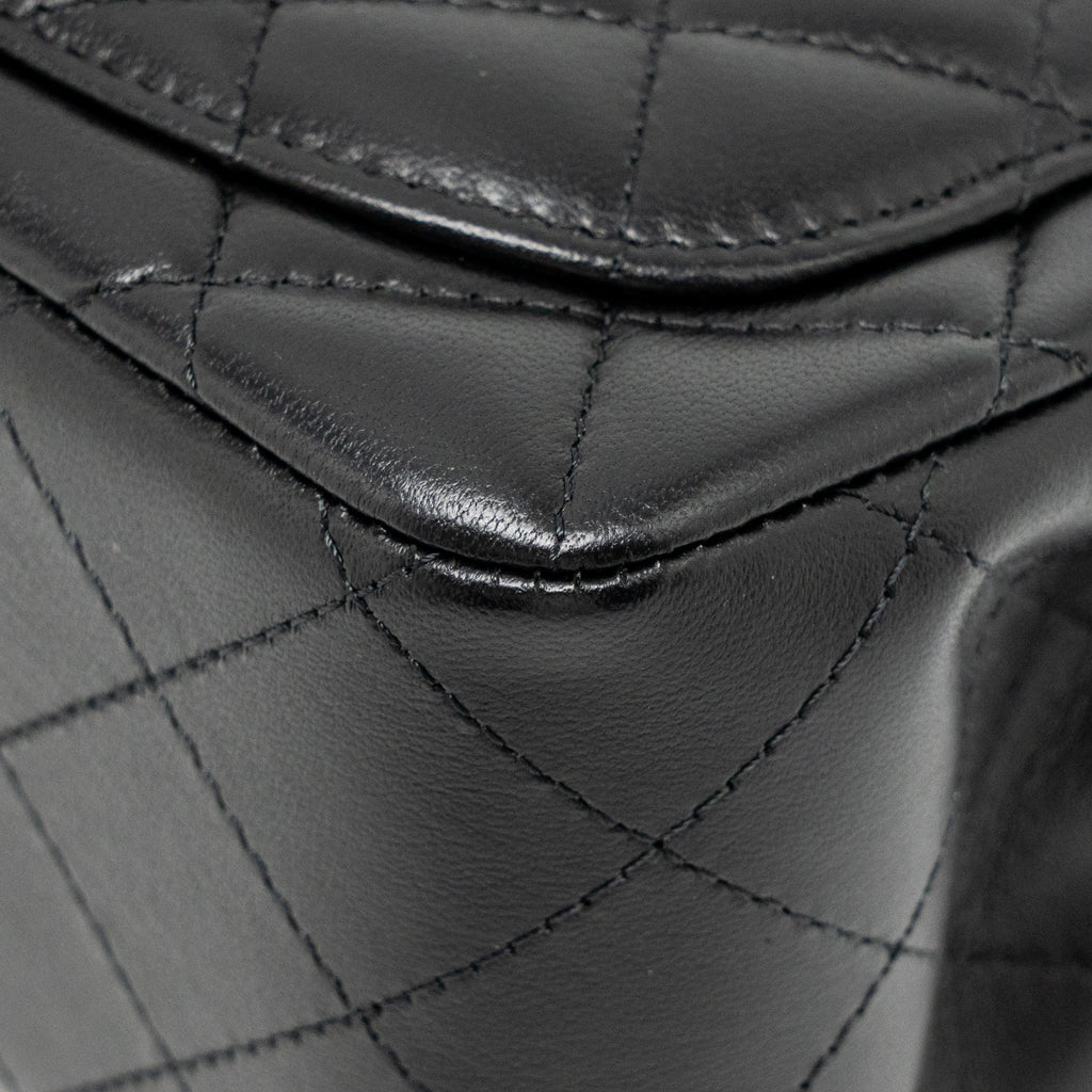 CHANEL MINI SQUARE FLAP BAG LAMBSKIN BLACK LGHW (MICROCHIP)