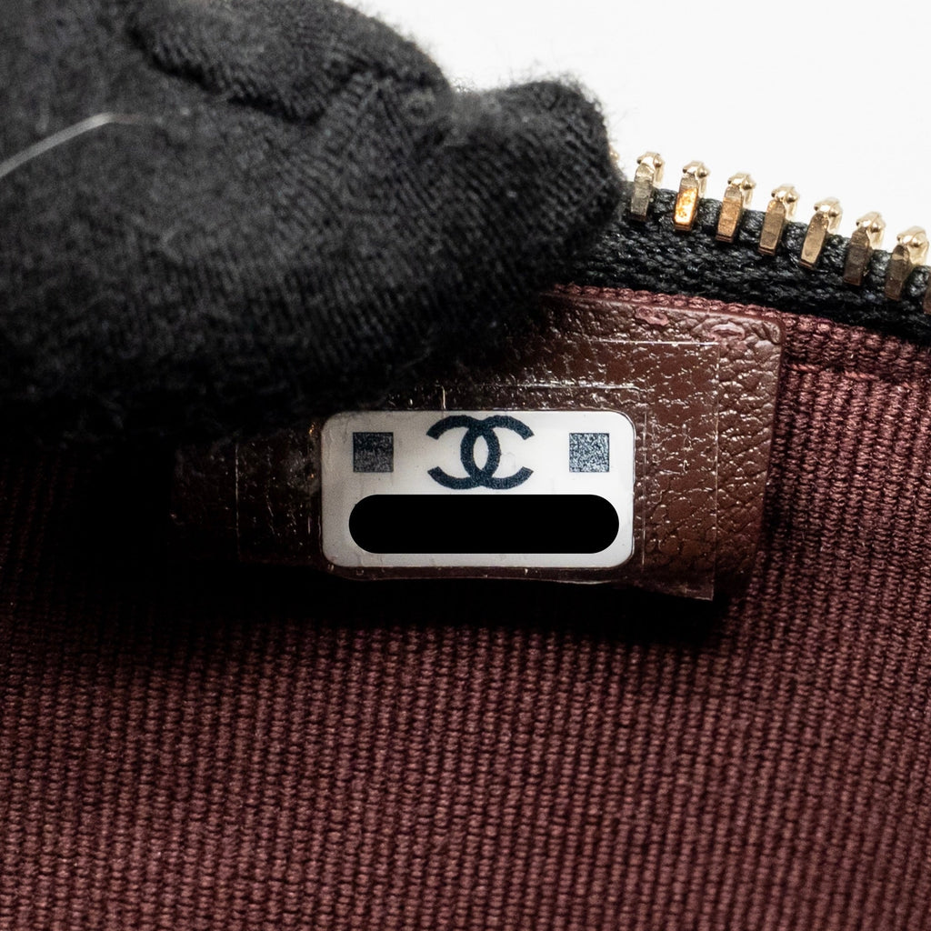 CHANEL 25B CC TOP HANDLE VANITY WITH CHAIN LAMBSKIN BLACK LGHW (MICROCHIP)