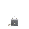 CHANEL MINI TOP HANDLE FLAP BAG LAMBSKIN DARK GREY LGHW