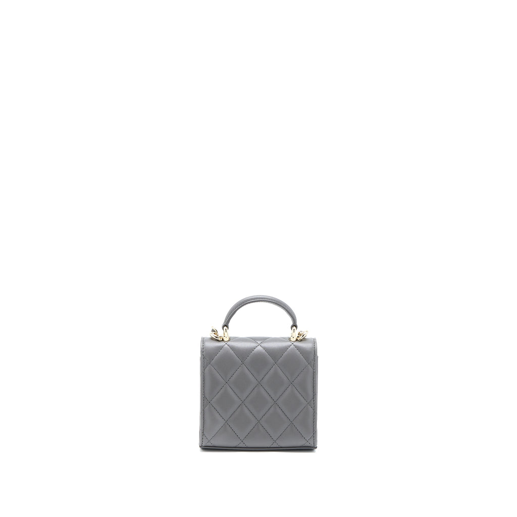 CHANEL MINI TOP HANDLE FLAP BAG LAMBSKIN DARK GREY LGHW