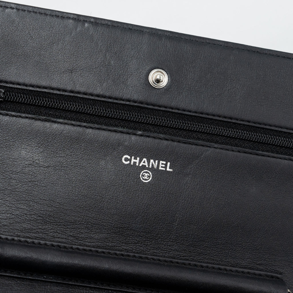 CHANEL 2.55 WALLET ON CHAIN AGED CALFSKIN BLACK RUTHENIUM SHW