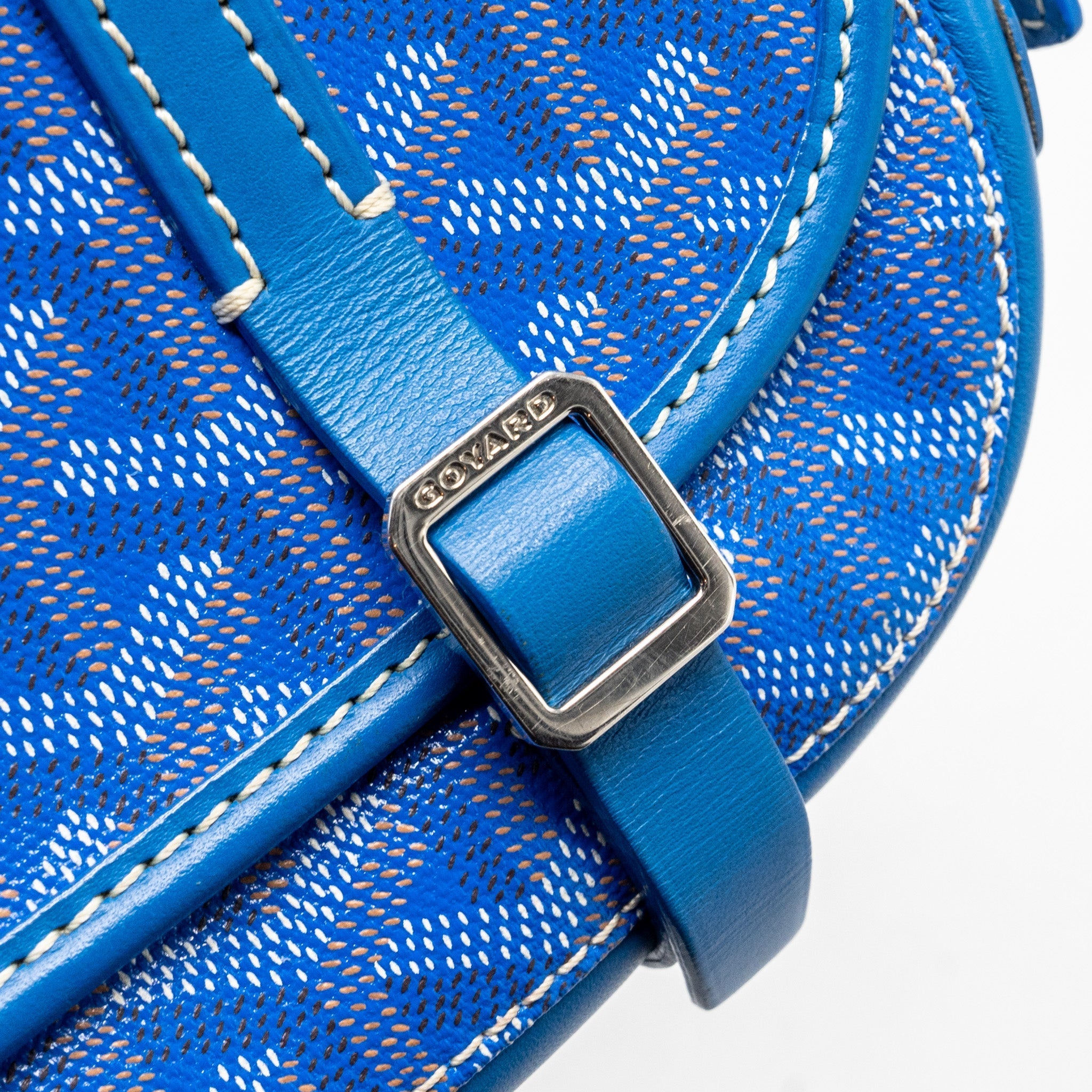 GOYARD BELVEDERE PM MESSANGER BAG GOYARDLINE CANVAS / CALFSKIN BLUE SHW