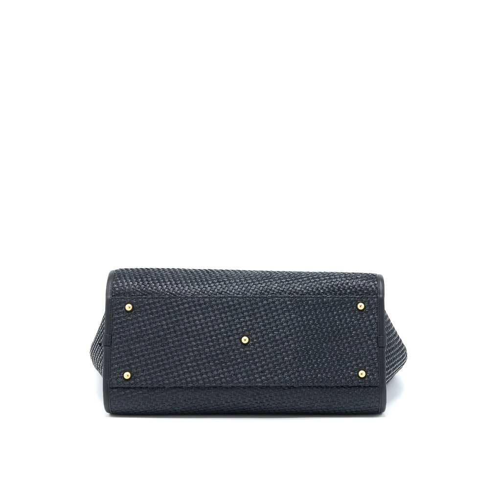 CHANEL BLACK RAFFIA DEAUVILLE TOTE BAG GHW