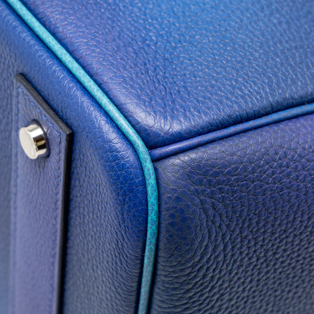 HERMES HAC BIRKIN 40 COSMOS LIMITED EDITION TOGO BLUE NUIT / VIOLET BRUSHED SHW