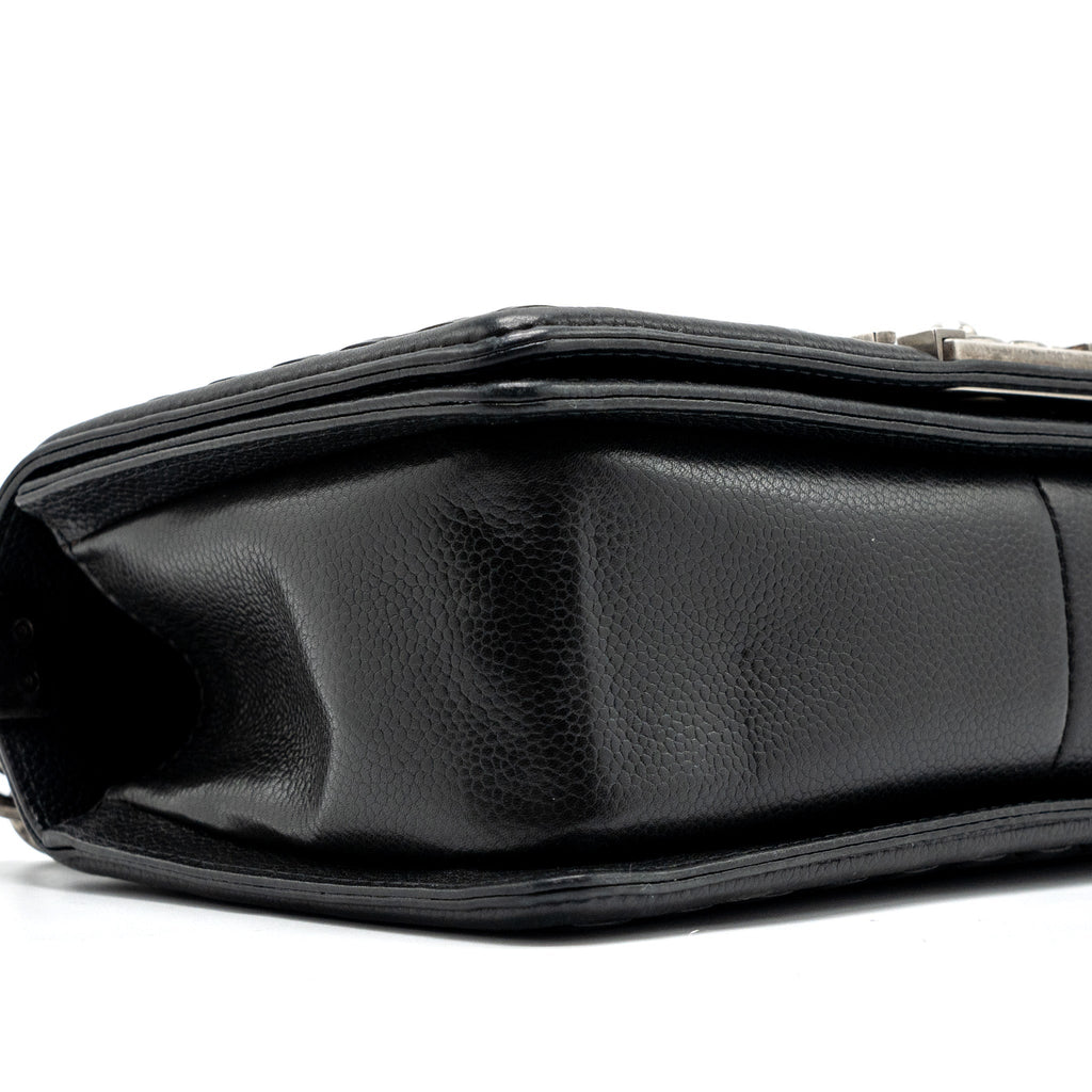 CHANEL MEDIUM BOY BAG LIMITED QUILTED CAVIAR BLACK RUTHENIUM HARDWARE