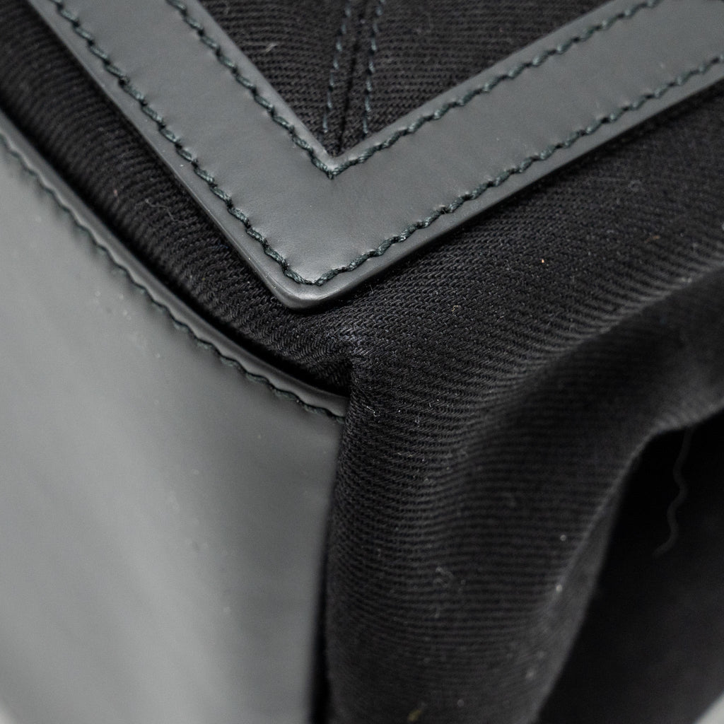 BALENCIAGA CABAS LOGO TOTE BAG CANVAS/ CALFSKIN BLACK SHW