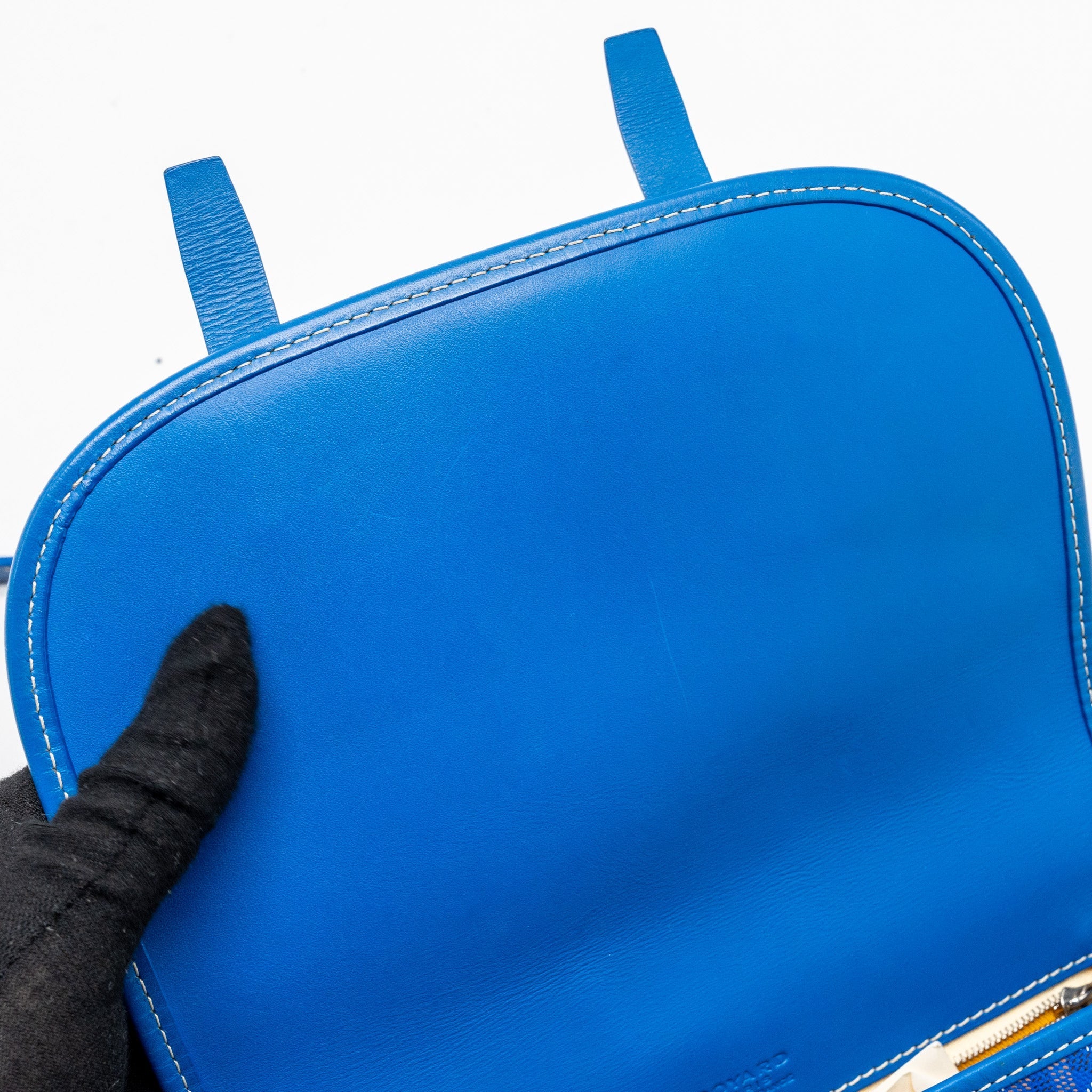GOYARD BELVEDERE PM MESSANGER BAG GOYARDLINE CANVAS / CALFSKIN BLUE SHW