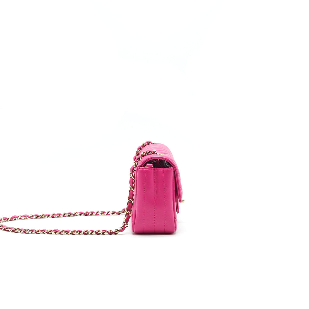 CHANEL CHEVRON MINI RECTANGULAR FLAP BAG PINK WITH LGHW