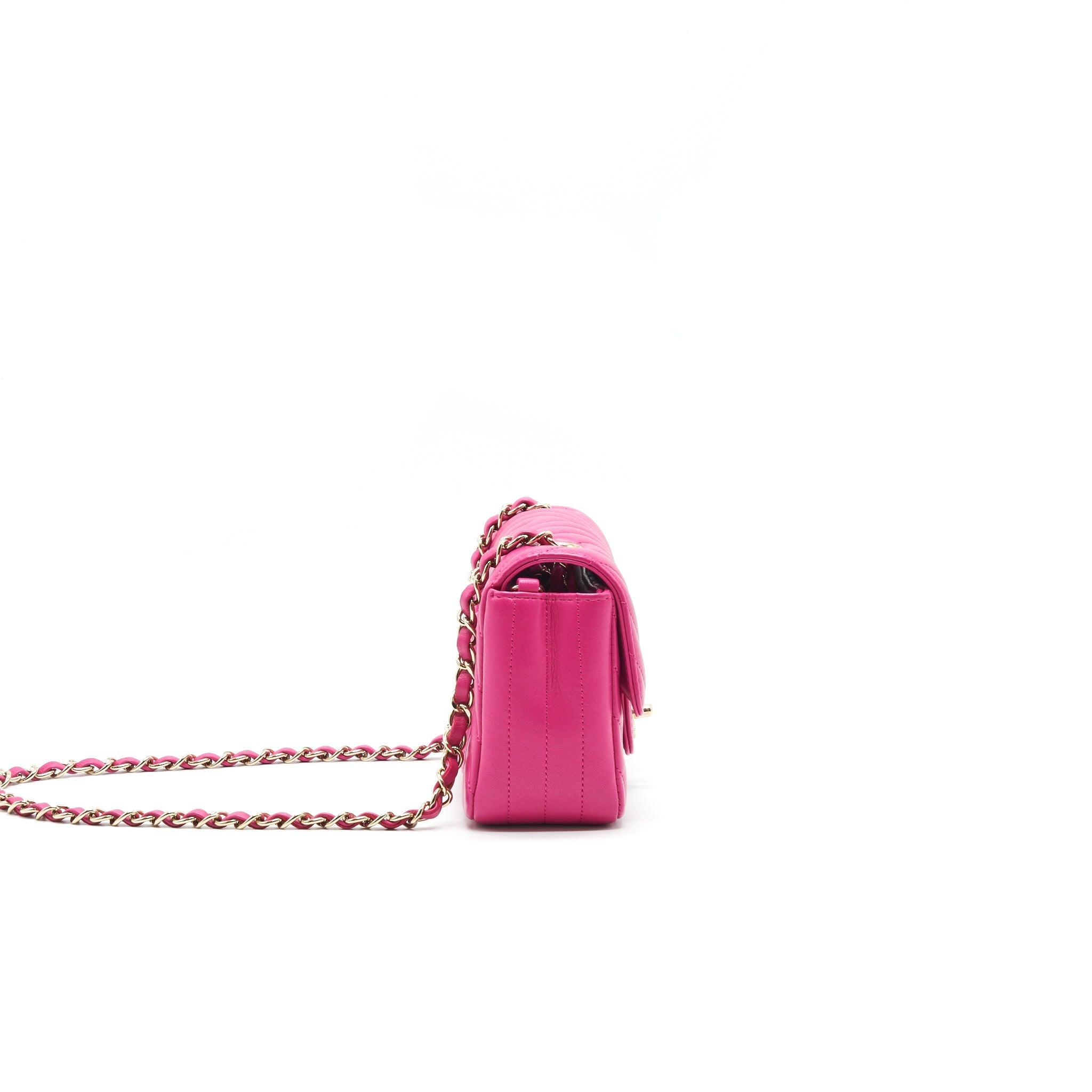 CHANEL CHEVRON MINI RECTANGULAR FLAP BAG PINK WITH LGHW