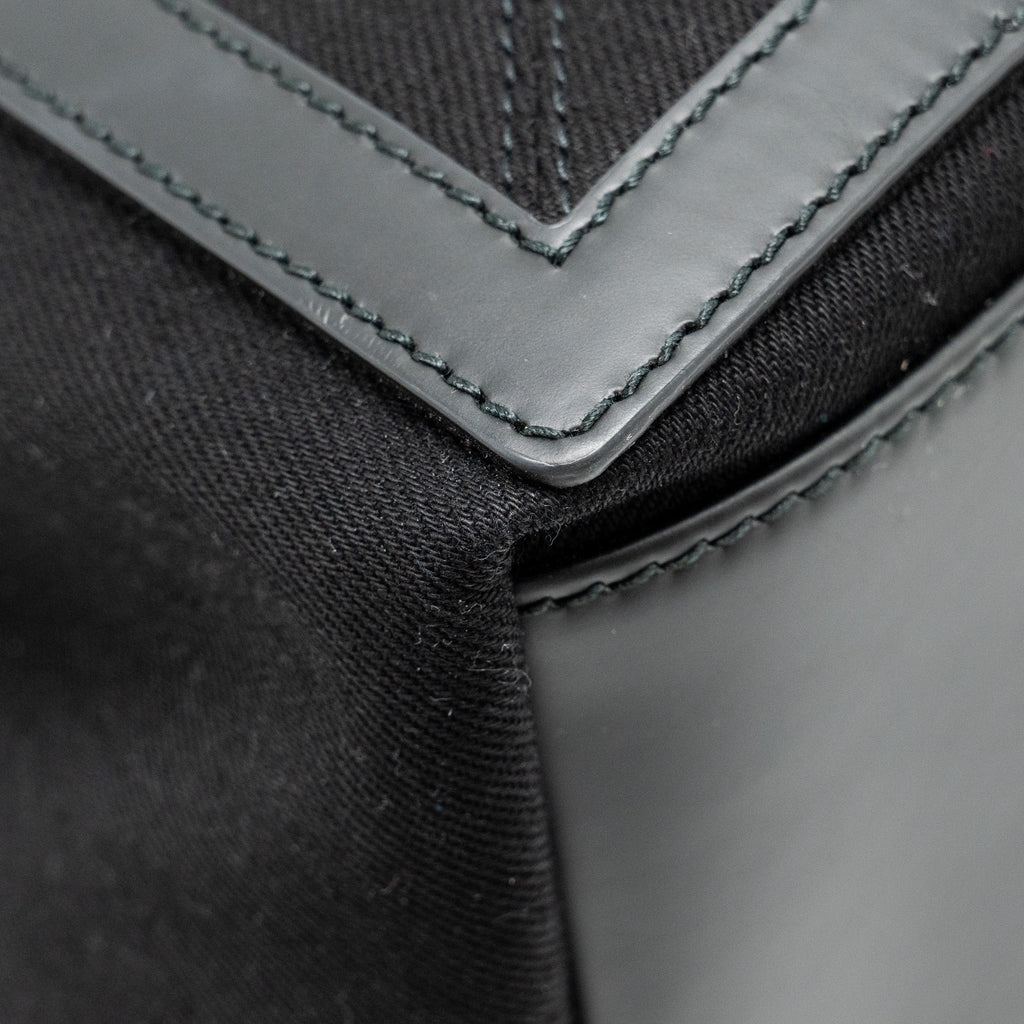 BALENCIAGA CABAS LOGO TOTE BAG CANVAS/ CALFSKIN BLACK SHW