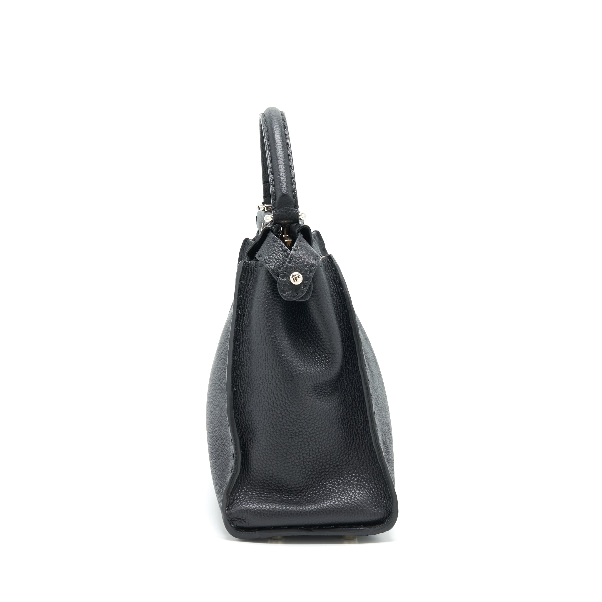 FENDI PEEKABOO TOTE BAG GRAINED CALFSKIN BLACK SHW