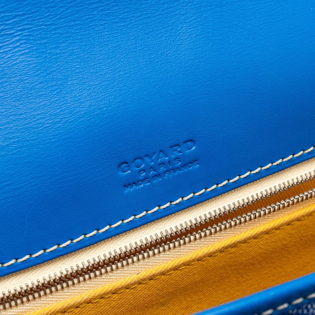 GOYARD BELVEDERE PM MESSANGER BAG GOYARDLINE CANVAS / CALFSKIN BLUE SHW