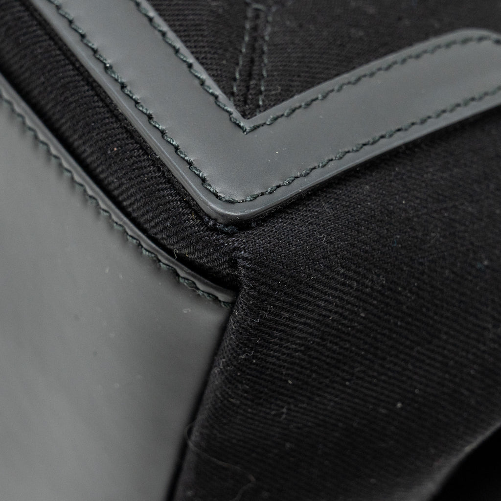 BALENCIAGA CABAS LOGO TOTE BAG CANVAS/ CALFSKIN BLACK SHW