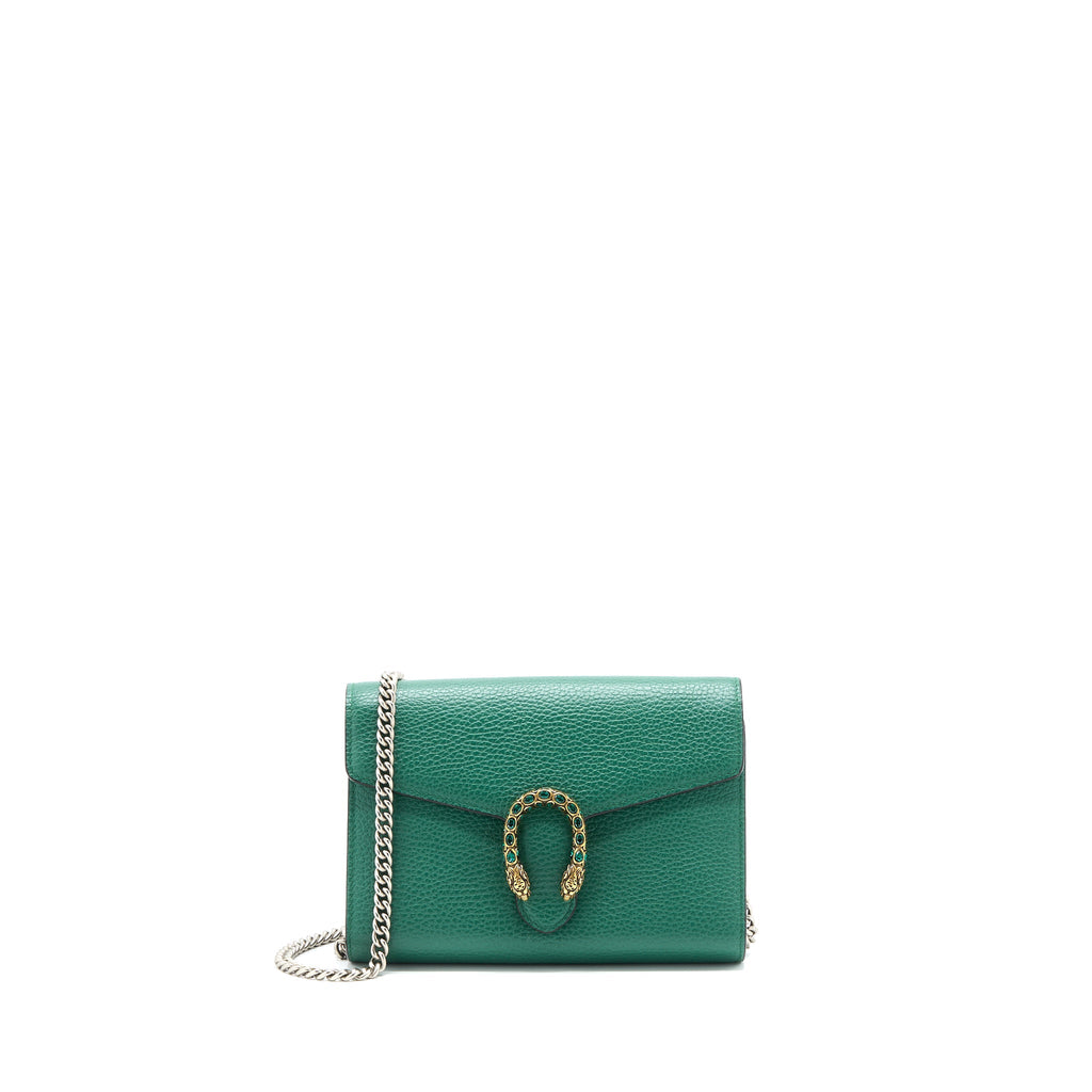 GUCCI MINI DIONYSUS WALLET ON CHAIN GREEN MULTICOLOUR HARDWARE