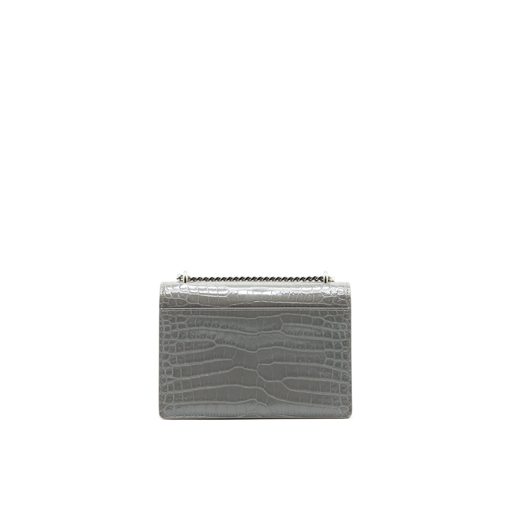 SAINT LAURENT MINI SUNSET SHOULDER BAG GREY SHW