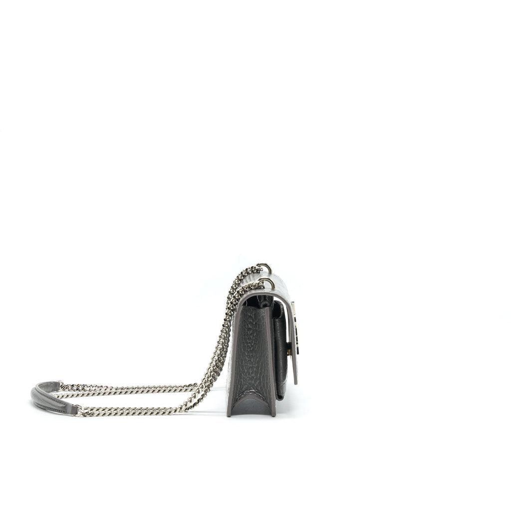 SAINT LAURENT MINI SUNSET SHOULDER BAG GREY SHW