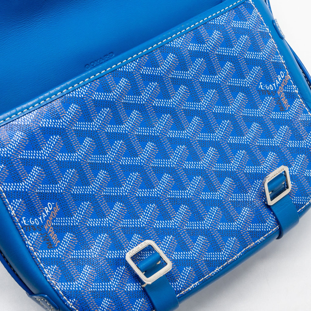 GOYARD BELVEDERE PM MESSANGER BAG GOYARDLINE CANVAS / CALFSKIN BLUE SHW