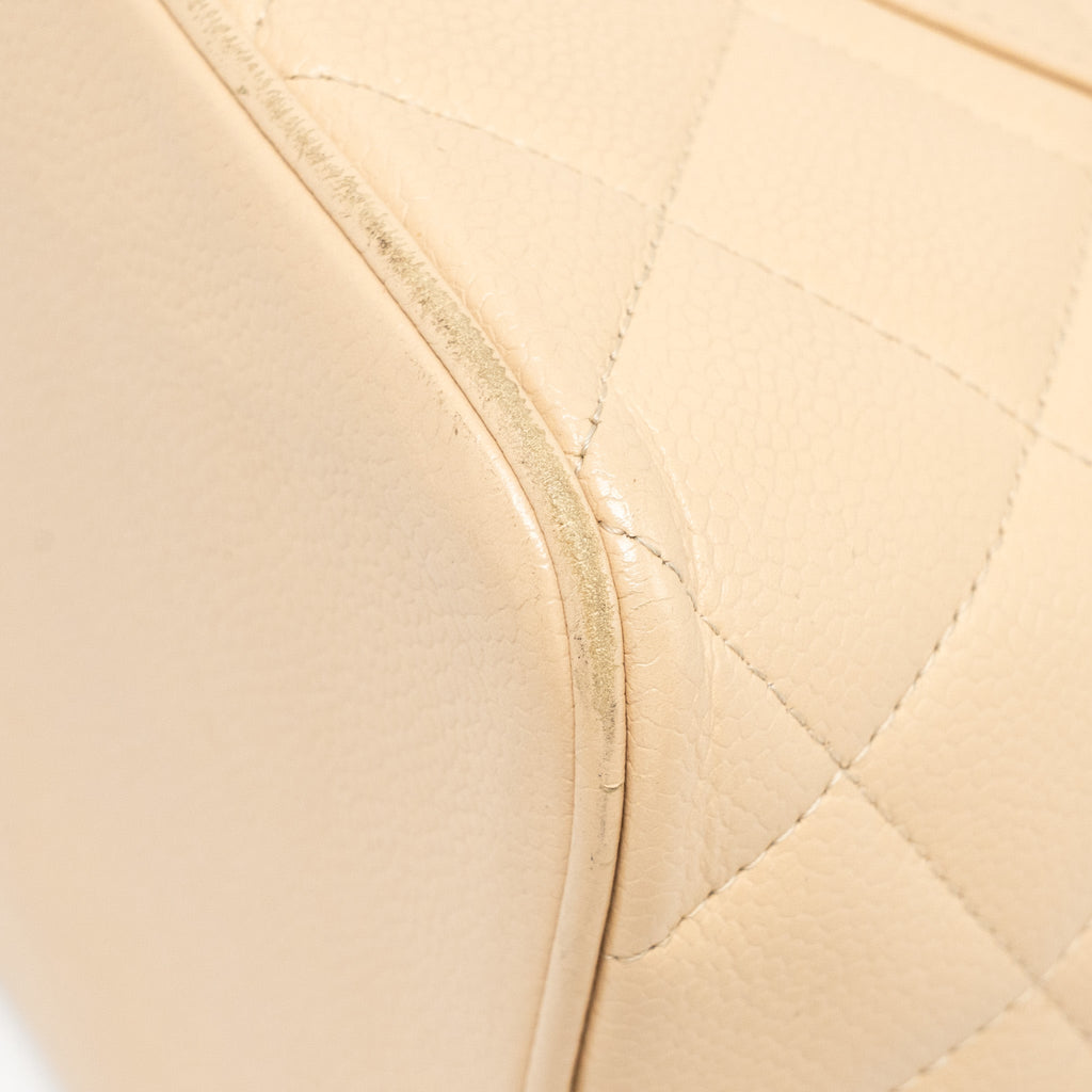 CHANEL VINTAGE MEDALLION TOTE BAG CAVIAR BEIGE GHW