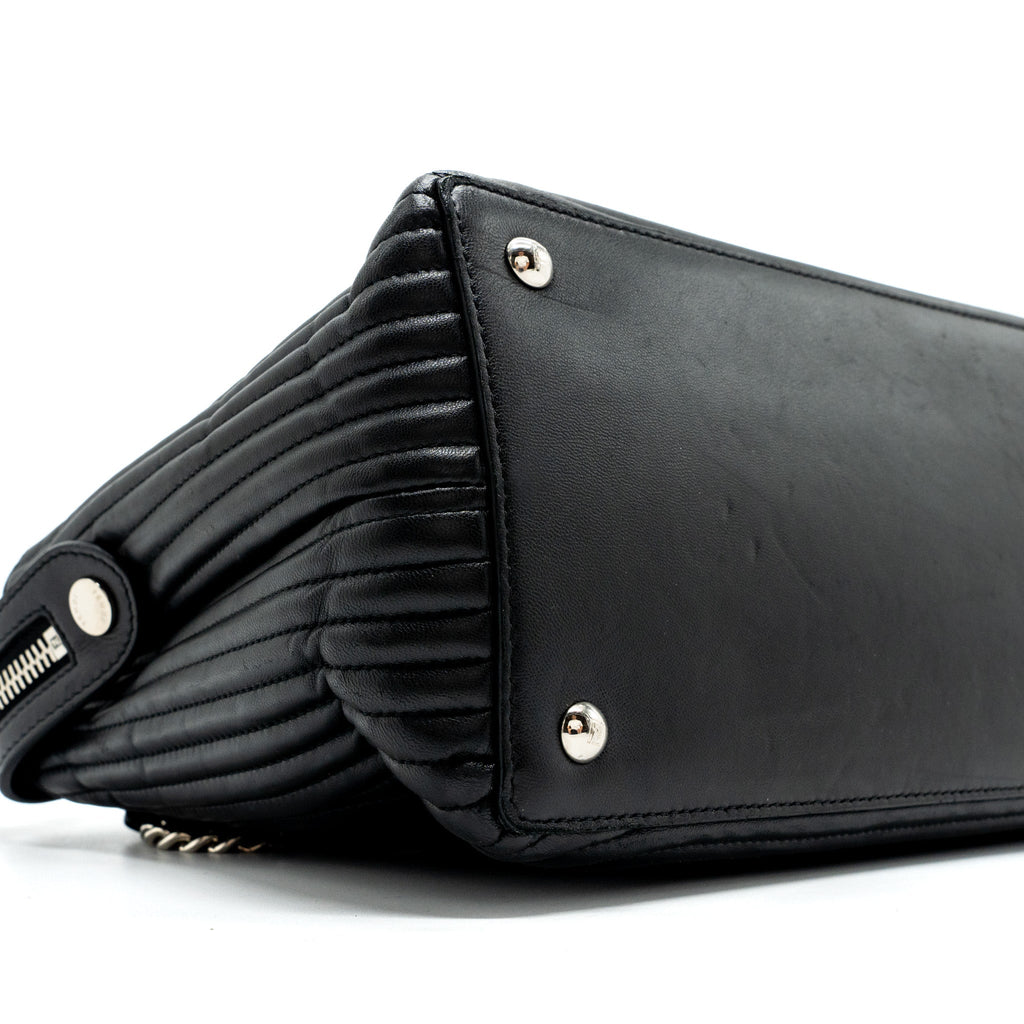 FENDI DOCTOM CHAIN SHOULDER BAG LEATHER BLACK SHW