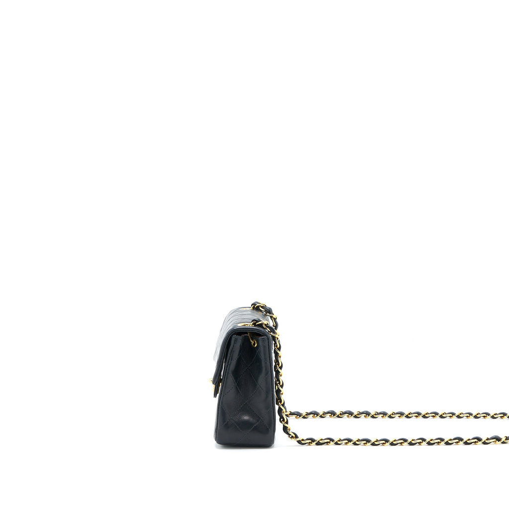CHANEL VINTAGE SQUARE FLAP BAG LAMBSKIN BLACK GHW