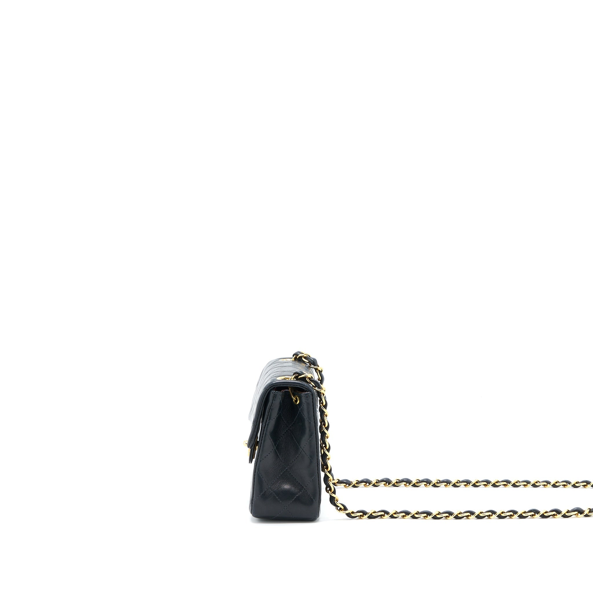 CHANEL VINTAGE SQUARE FLAP BAG LAMBSKIN BLACK GHW