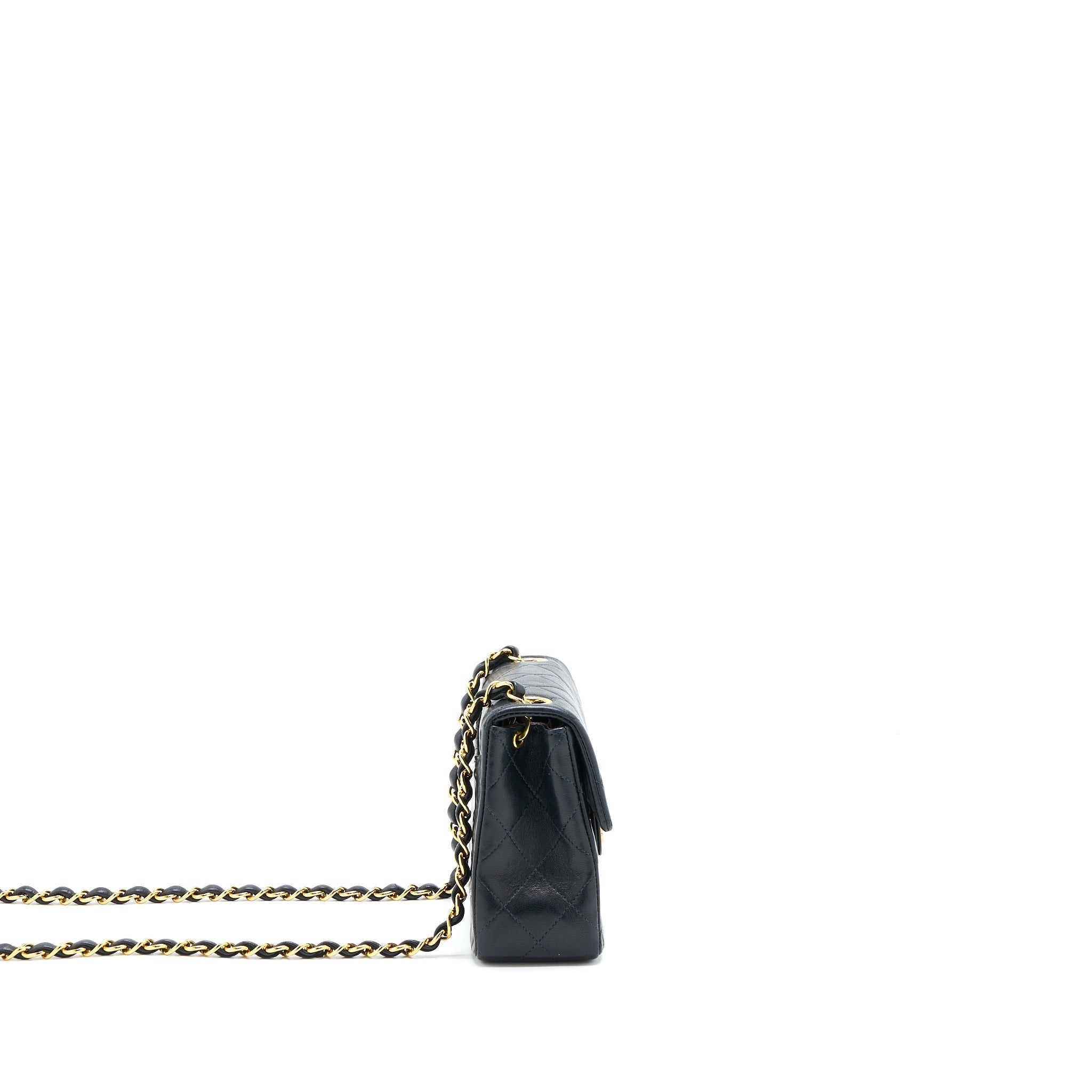 CHANEL VINTAGE SQUARE FLAP BAG LAMBSKIN BLACK GHW